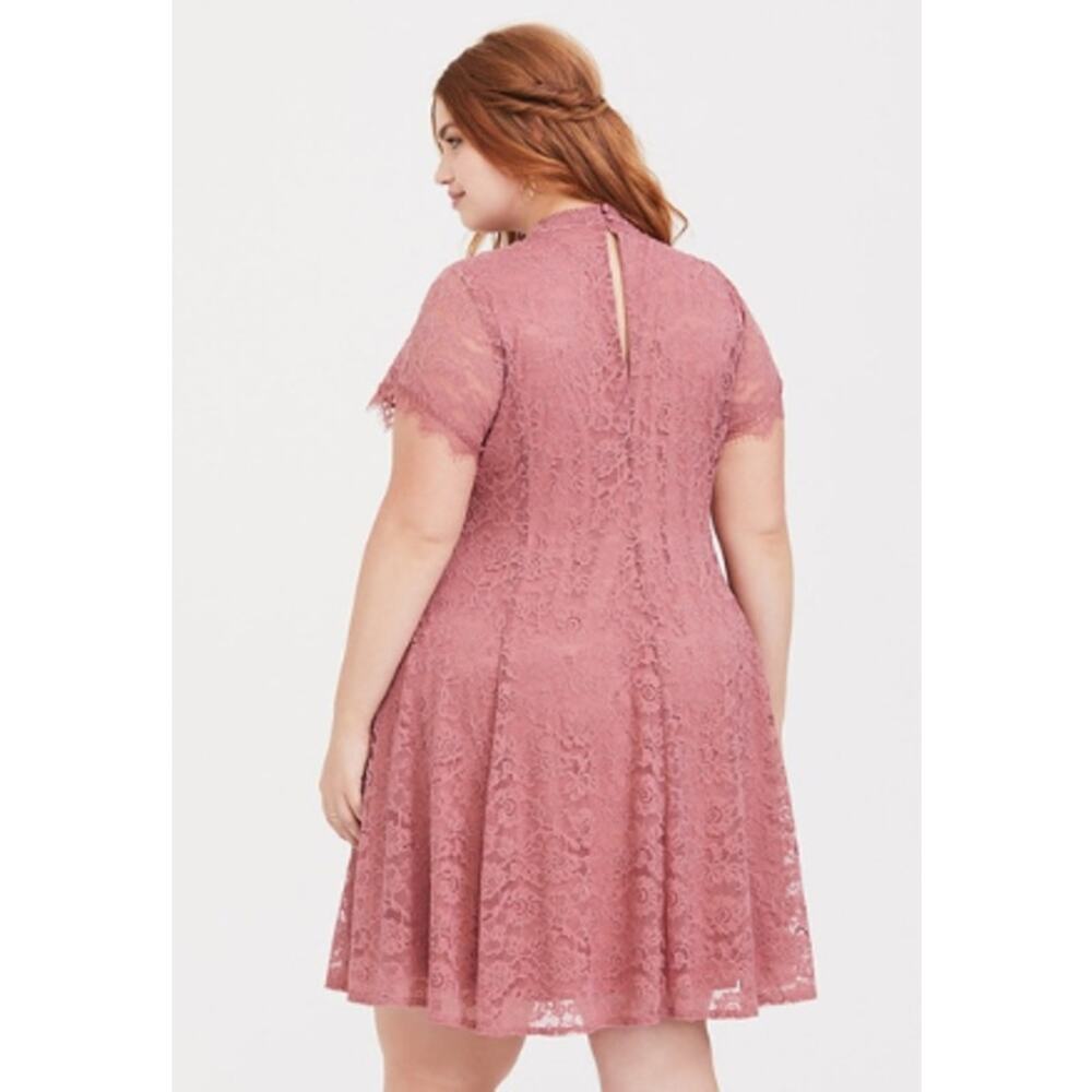 Torrid - Mini Lace High Neck Skater Dress Mauve Size 3 - Picture 10 of 10